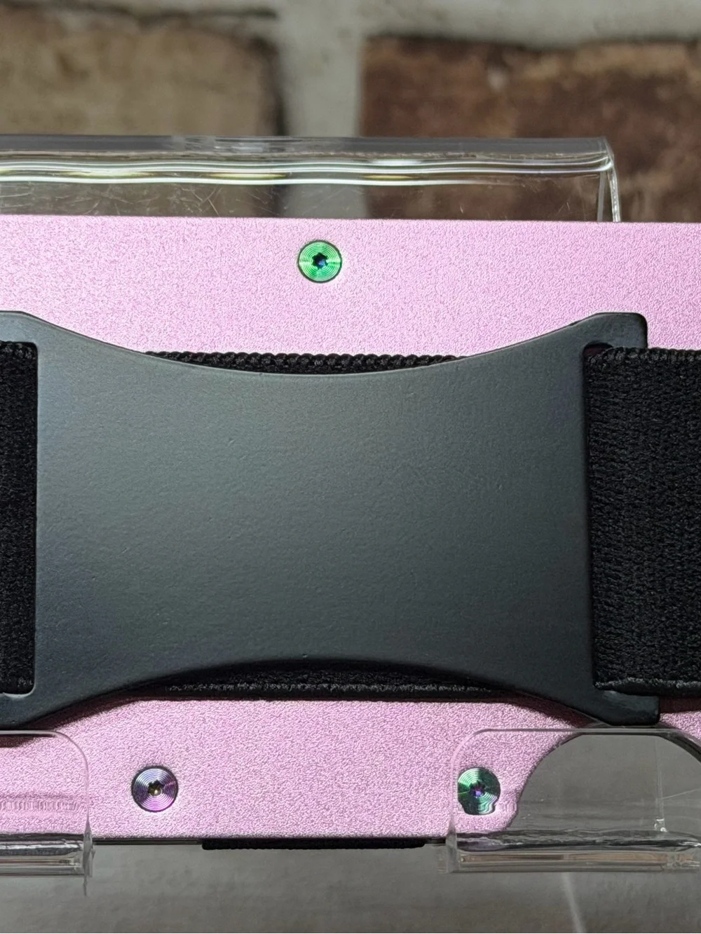 MINIMALIST WALLET | PINK w/RIDGE IRIDESCENT PVD SCREWS + KEYCHAIN